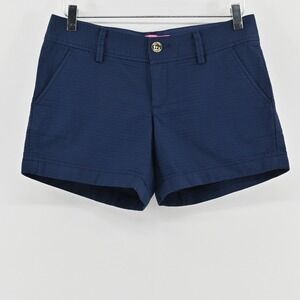 Lilly Pulitzer Callahan Shorts Womens Size 0 Navy Blue 5" Seersucker Nautical